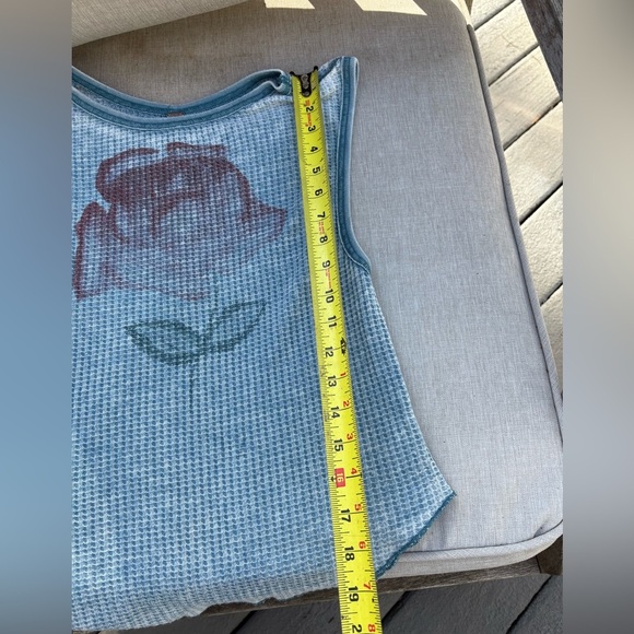 Free People Red Rose Waffle Knit Thermal Tank Top - Picture 6 of 9